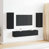 TV Cabinet Set 4 pcs Black oak Large Engineered wood 3393367