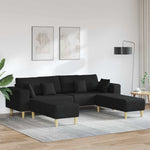 Fabric Sofa with Cushion 3 pcs Black 208 cm Fabric 3335164