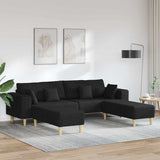 Fabric Sofa with Cushion 3 pcs Black 208 cm Fabric 3335164