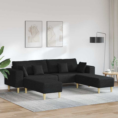 Fabric Sofa with Cushion 3 pcs Black 208 cm Fabric 3335164