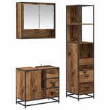 Bathroom Furniture Set with Door 3 pcs Old Wood Engineered Wood 3402521