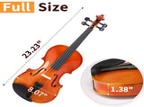 GV100 4/4 Acoustic Violin Case Bow Rosin Strings Tuner Shoulder Rest Natural 11662510