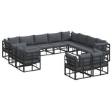 Garden Sofa Set with Cushion 12 pcs Black Aluminium 3378934