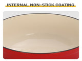 Cast iron 6QT cooking pot - Gradient red - Includes two silicone gloves - Enamel pot 23809115