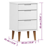 Bedside Cabinet MOLDE White 40x35x65 cm Solid Wood Pine 350499