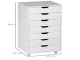 Seven-Drawer Filing Cabinet, with Wheels - White T3398P330433