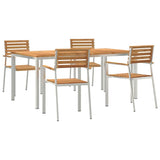 Garden Dining Set 5 pcs Solid Teak Wood and Stainless Steel 3334785
