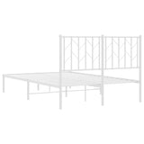 Metal Bed Frame without Mattress with Headboard White 120x200cm 374484