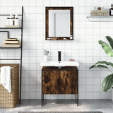 2 Piece Bathroom Cabinet Set Smoked Oak Engineered Wood 3214336