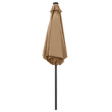 Garden Parasol with LED Lights and Aluminium Pole 270 cm Taupe 47355