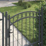 Fence Gate EMMEN 125 x 100 cm Powder-coated steel Grey Lockable 42008973