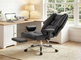 Executive Office Chair, Reclining Desk Chair with Footrest, Adjustable Armrests, Pet Friendly Faux T3398P550247