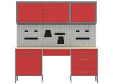 Work Cabinet with Drawer 8 pcs Red Engineered Wood and Steel 3321465