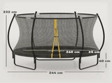 8ft Outdoor Trampoline with Enclosure Net, Spring Cover, Black T3398P425033