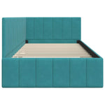 Corner Bed Frame with Headboard Turquoise 100 x 200 cm Velvet 42016325