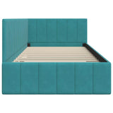 Corner Bed Frame with Headboard Turquoise 100 x 200 cm Velvet 42016325