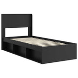 Bed Frame with Storage and Headboard Black 90 x 200 cm 3414252