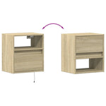 ZNTS Wall-mounted Bedside Cabinet with LED Lights Sonoma Oak 3307979