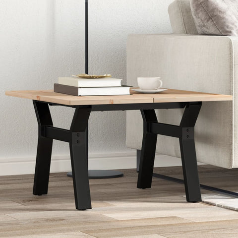ZNTS Coffee Table Y-Frame 70x70x40 cm Solid Wood Pine and Steel 3282705