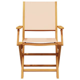 Folding Garden Chairs 4 pcs Beige Fabric and Solid Wood 3214583