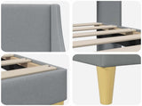Bed Frame with Headboard Light Grey 90 x 190 cm Fabric 42027375