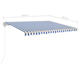 Manual Retractable Awning with Posts 4.5x3.5 m Blue and White 3070036