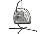 Outdoor PE Rattan Swing Chair with Foldable Basket and Cushion, Garden Patio Hanging Egg Chair with T3398P325254