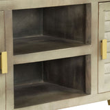 TV Cabinet Solid Mango Wood Grey with Brass 110x30x48 cm 246681