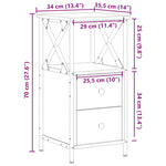 ZNTS Bedside Cabinet Artisan Oak 34x35.5x70 cm Engineered Wood 857252