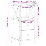 Bedside Cabinets 2 pcs Old Wood 34x35.5x70 cm Engineered Wood 857251