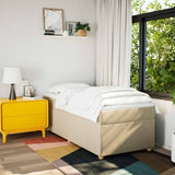 Box Spring Bed with Mattress Cream 90x200 cm Fabric 3285350