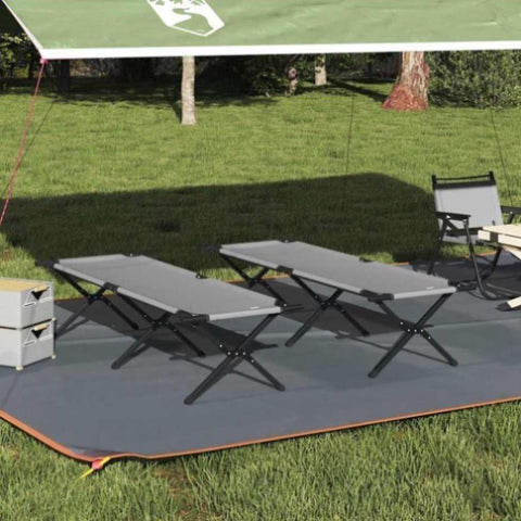 Folding Camping Bed Folding Manual Grey Oxford fabric 42003183