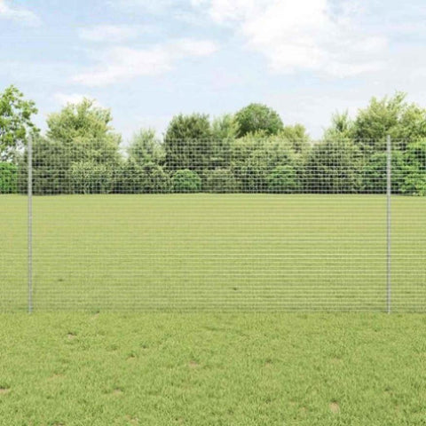 Fence with Posts Silver 1.2 x 10 m Steel 3336332
