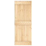 Sliding Door Natural and White 80 x 210 cm Solid Pine Wood 3445177