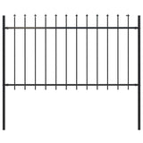 Garden Fence with Spear Top Steel 181x100 cm Black 144925