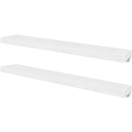 2 White MDF Floating Wall Display Shelves Book/DVD Storage 242185