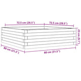 Garden Planter White 80x80x23 cm Solid Wood Pine 847199