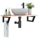 Basin Shelf Wall Mounted Steel and Solid Wood Oak 3302547