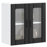 Kitchen Wall Cabinet with Glass Door Lucca Black Engineered Wood 853908