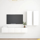 4 Piece TV Cabinet Set White Engineered Wood 3078686