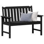 Garden Bench with Cushion Black 120 x 59 x 88cm HDPE 42006602