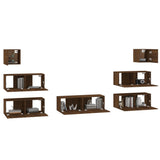 ZNTS 7 Piece TV Cabinet Set Brown Oak Engineered Wood 3114549