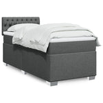 ZNTS Box Spring Bed with Mattress Dark Grey 90x200 cm Fabric 3285779
