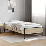 ZNTS Bed Frame Sonoma Oak 75x190 cm Small Single Engineered Wood and Metal 844992