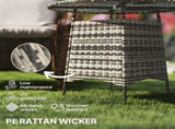Wicker Garden Rattan Table, Patio Furniture Outdoor Coffee Table with Umbrella Hole and Tempered T3398P317654