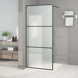 Walk-in Shower Wall Black 90x195 cm Frosted ESG Glass 152111