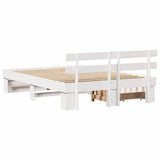 Bed Frame with Headboard White 140 x 200 cm Solid Pine Wood 3382275