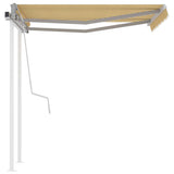 Manual Retractable Awning with Posts 3.5x2.5 m Yellow and White 3069918