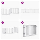 Dog Gate with Door Foldable 4 Panels White 320 cm Poplar Wood 352185