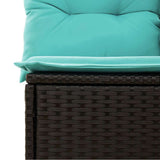 5 Piece Garden Sofa Set with Cushions Black Poly Rattan Acacia 3326308